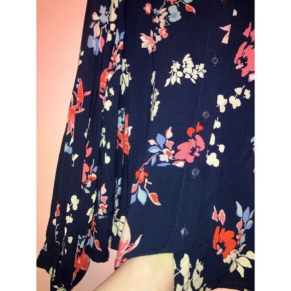 H&M navy blue floral boho blouse size 14 - Picture 4 of 7